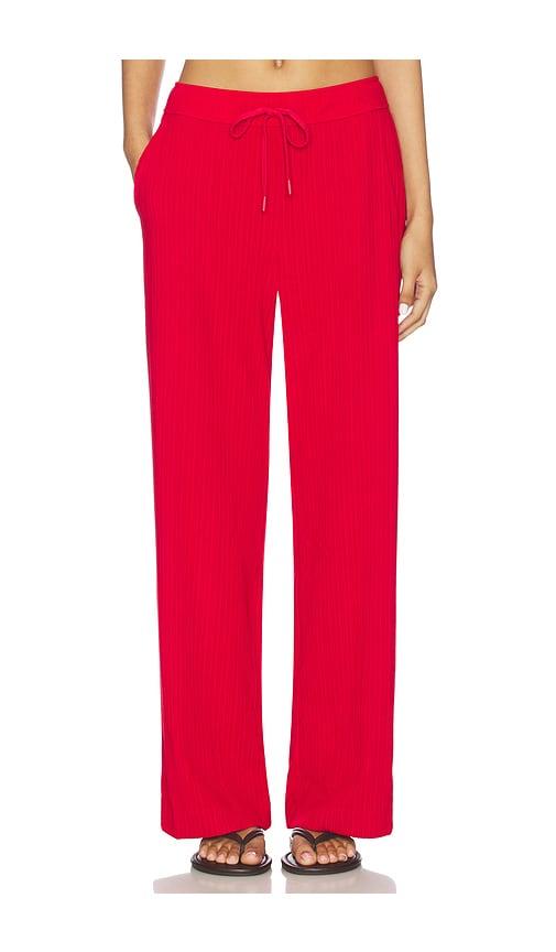 beyond yoga breathe easy ribbed wide leg pant in red.