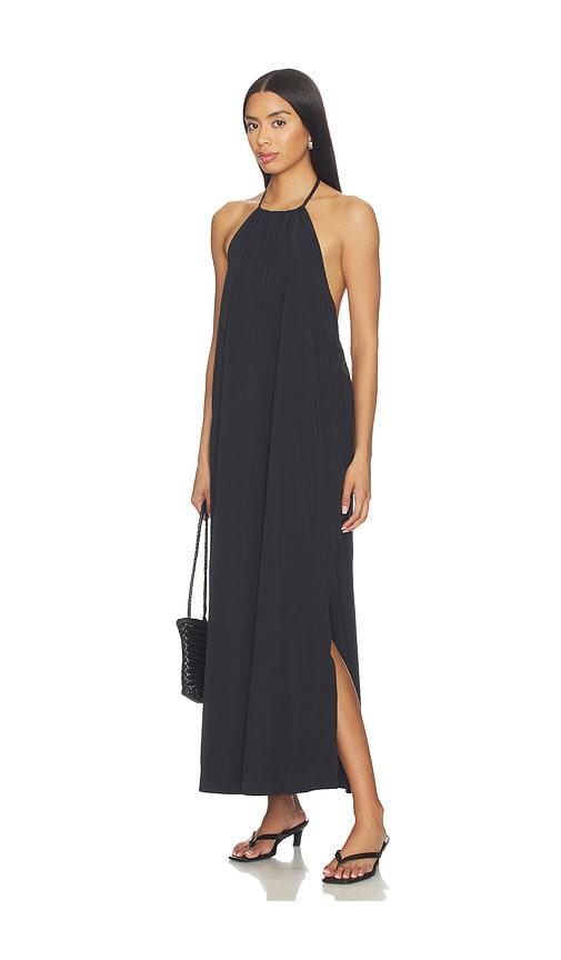 beyond yoga halter dress in black.