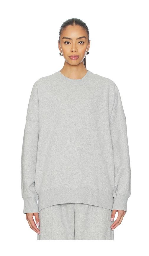 beyond yoga luxefleece oversized sweatshirt in grey.