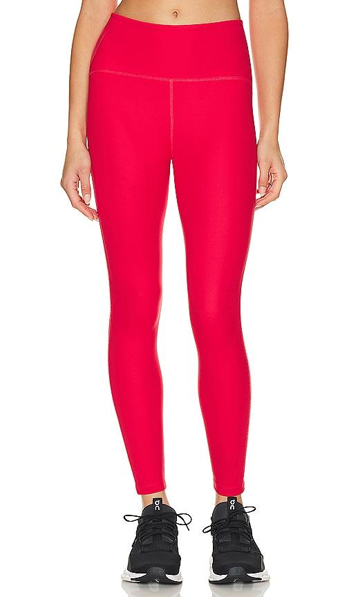 beyond yoga powerbeyond strive high waisted midi legging in red.
