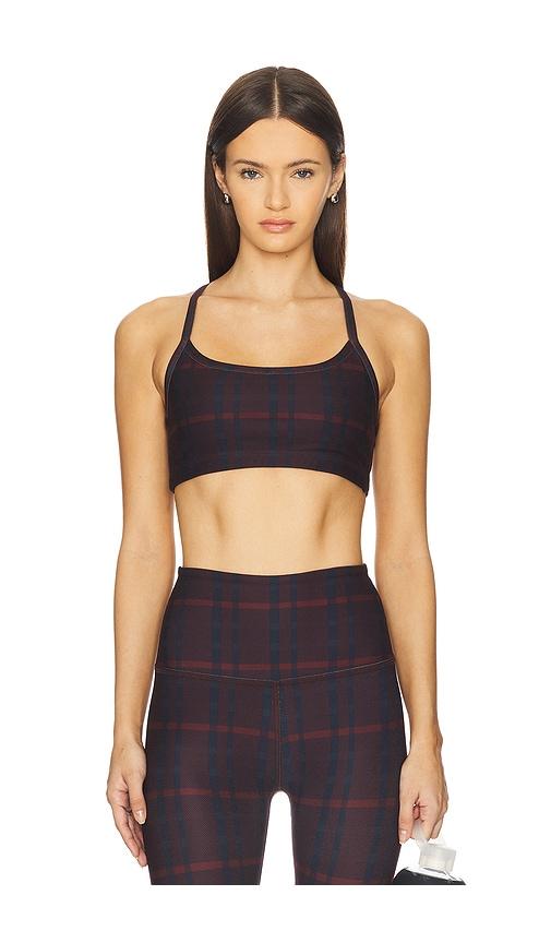 beyond yoga soft mark slim racerback sports bra in brown.