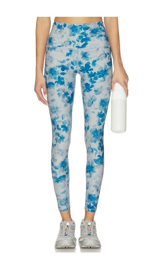beyond yoga softmark high waisted midi legging in blue.