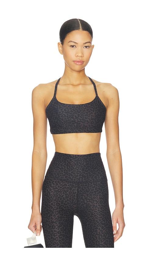 beyond yoga softmark slim racerback sports bra in brown.
