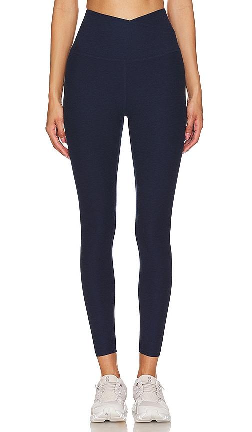 beyond yoga spacedye at your leisure midi legging in navy.