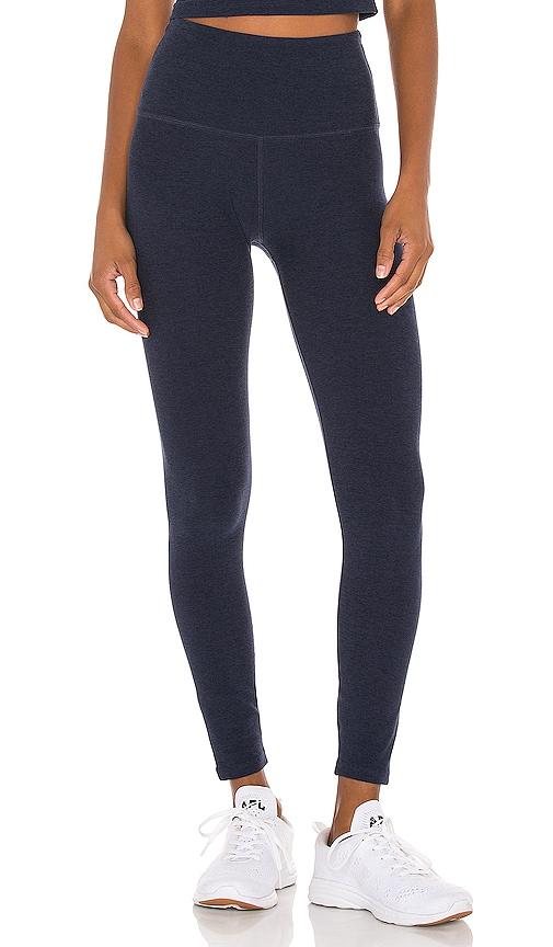 beyond yoga spacedye caught in the midi high waisted legging in navy.