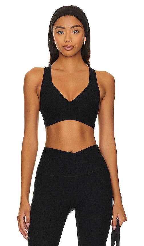 beyond yoga spacedye lift your spirits sports bra in black.