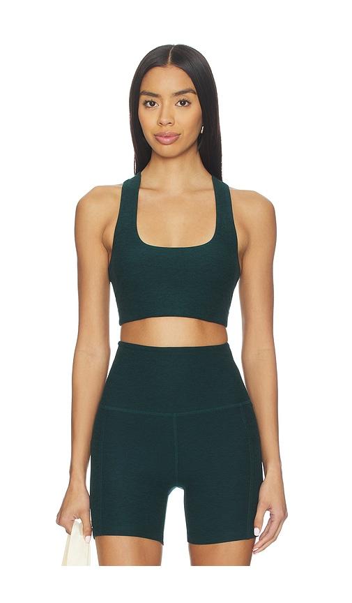 beyond yoga spacedye simplicity 2.0 sports bra in green.
