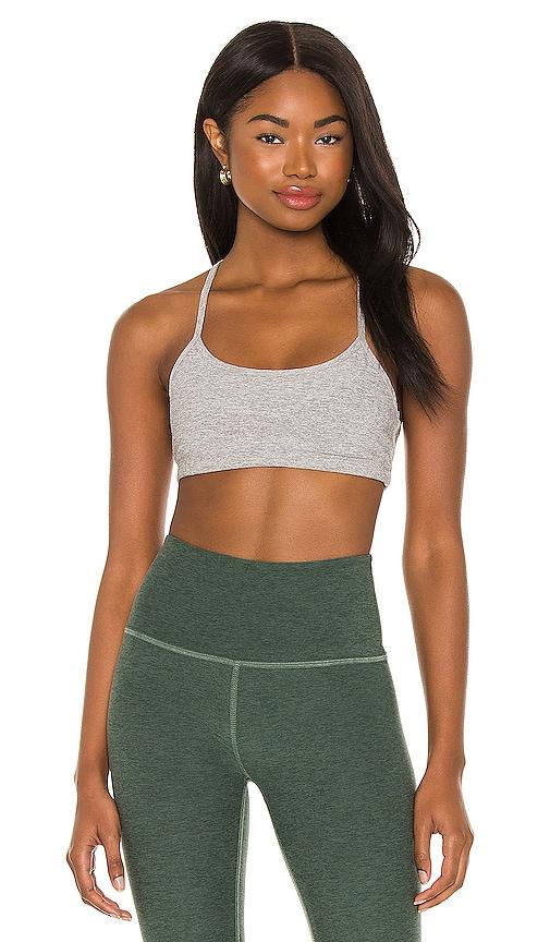 beyond yoga spacedye slim racerback bra in grey.