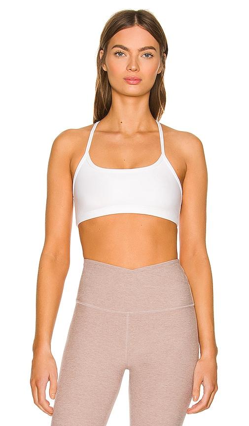 beyond yoga spacedye slim racerback bra in white.