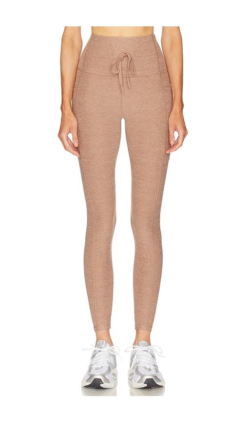 beyond yoga spacedye the go pocket midi leggings in neutral.