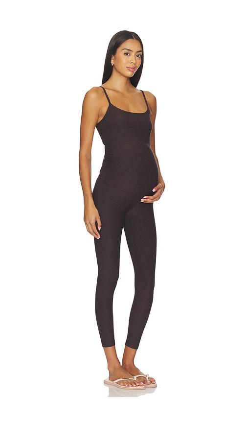 beyond yoga spacedye up level maternity jumpsuit in chocolate.