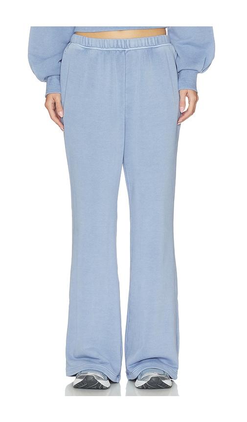 beyond yoga washed away wide leg pants in blue.