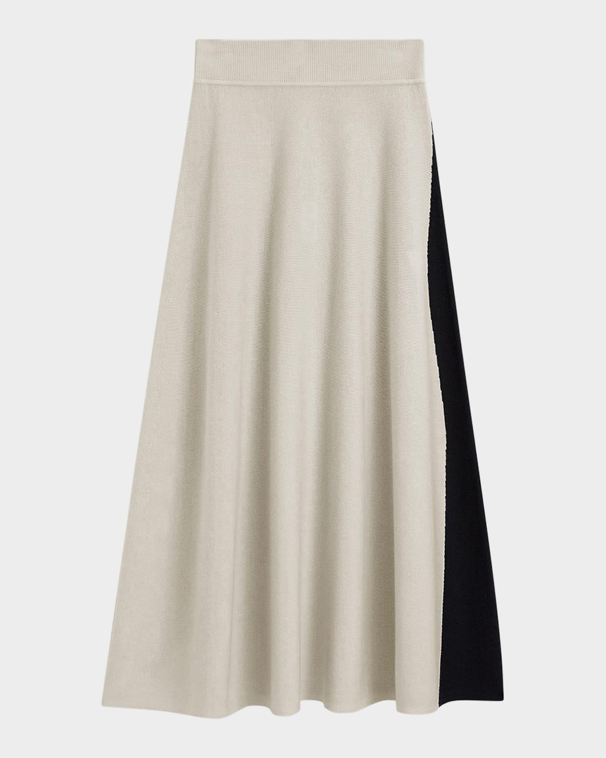 bi-color knit maxi skirt
