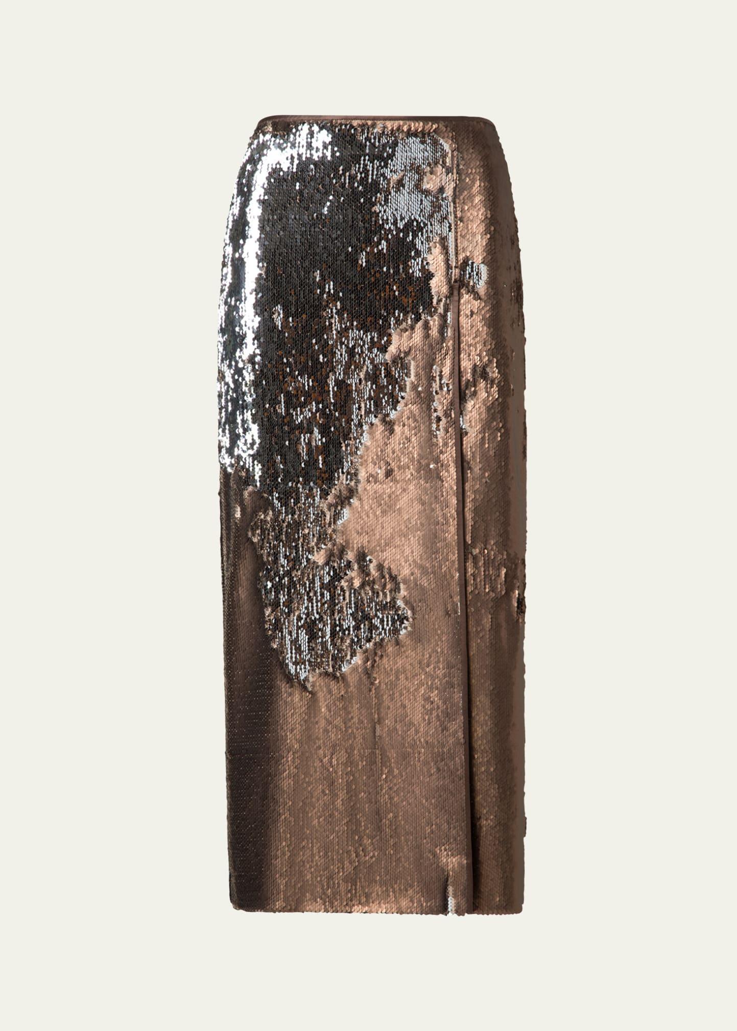 bi-color sequin pencil skirt