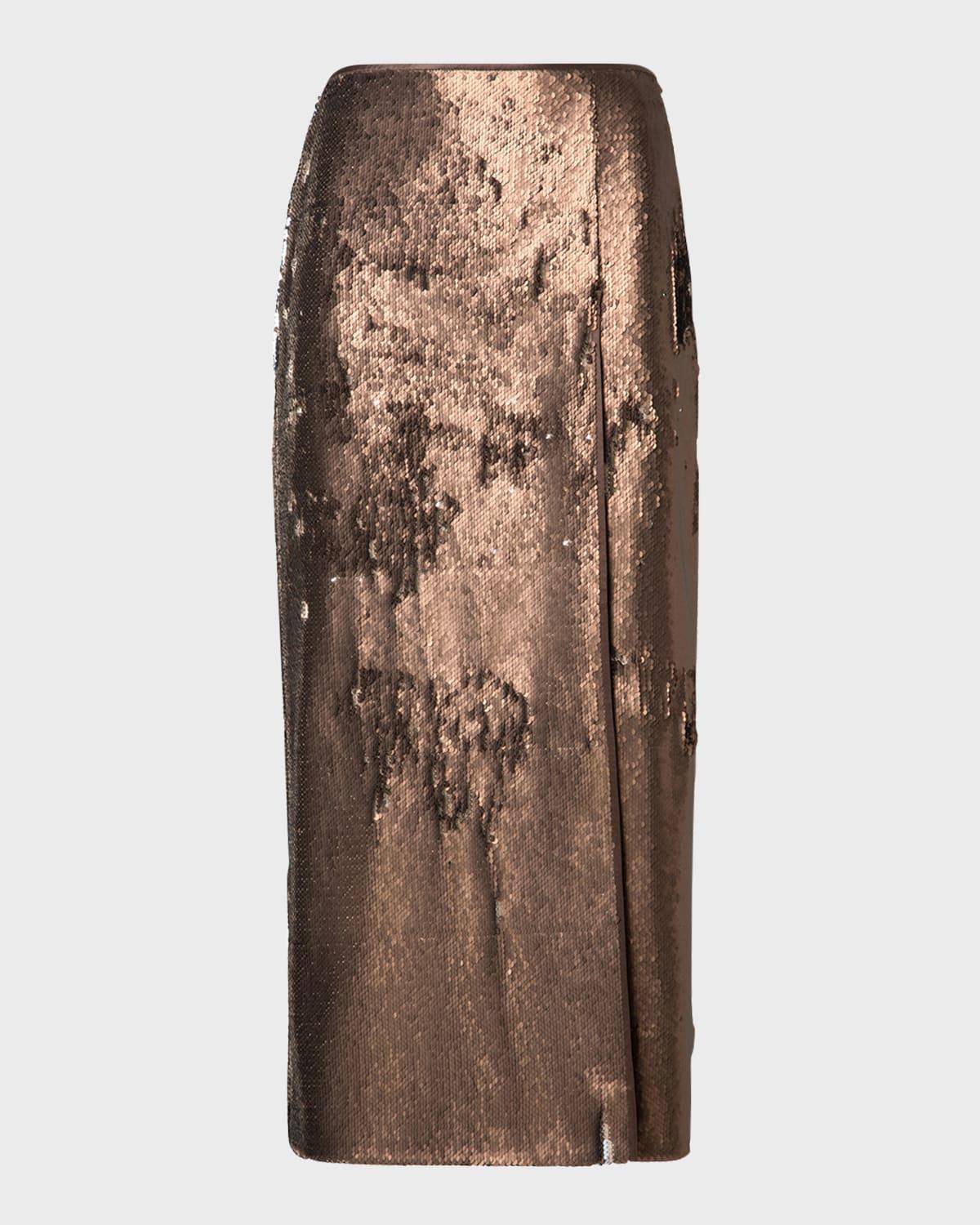 bi-color sequin pencil skirt