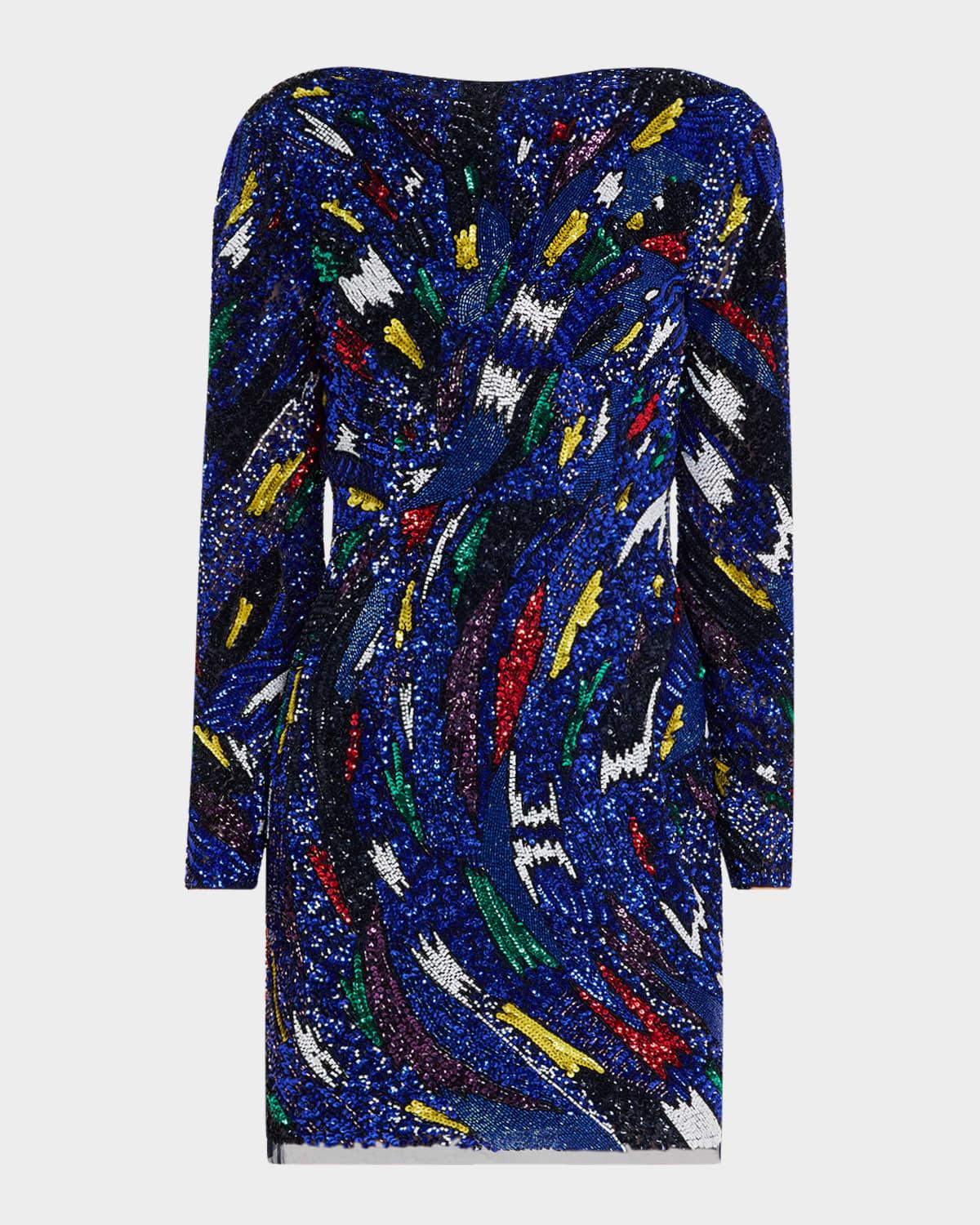 bianca bead & sequin mini dress