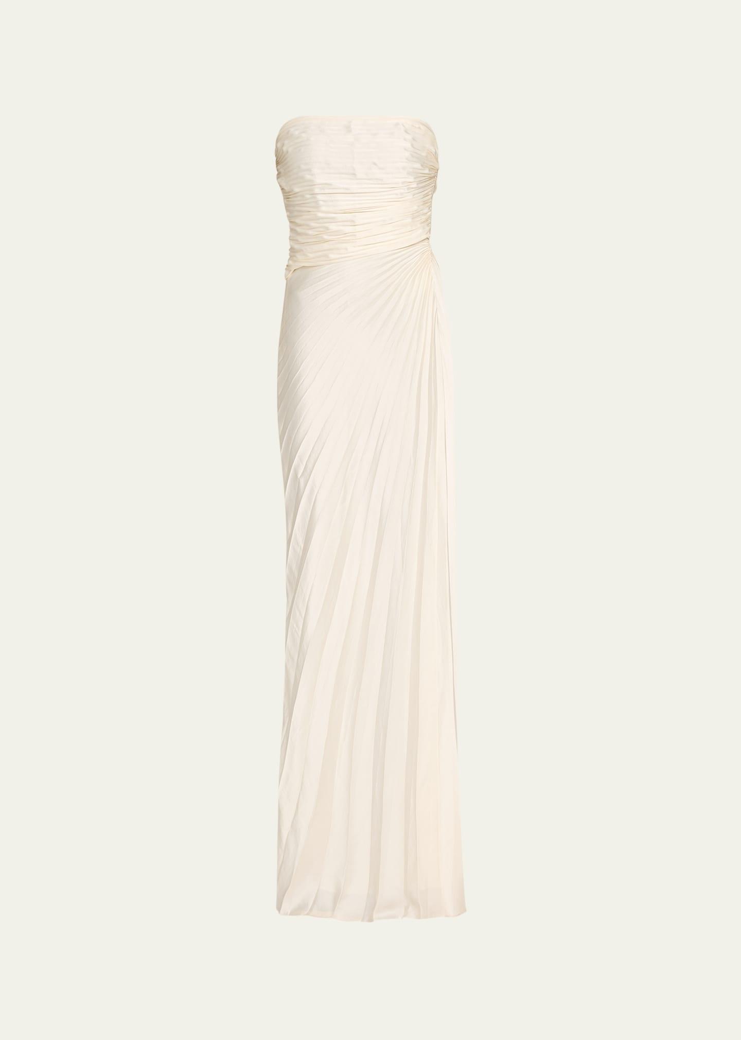 bianca pleated strapless gown