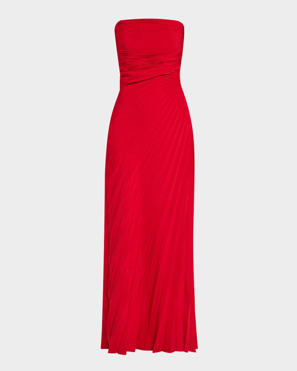 bianca pleated strapless gown