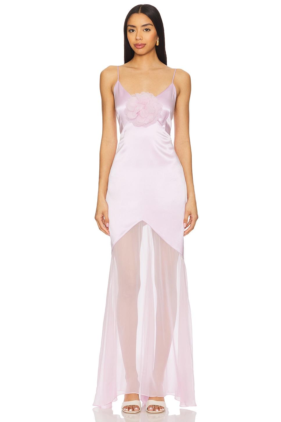bias gown with flower