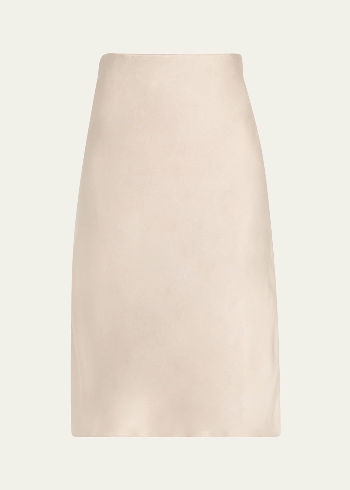 bias satin midi pull-on skirt