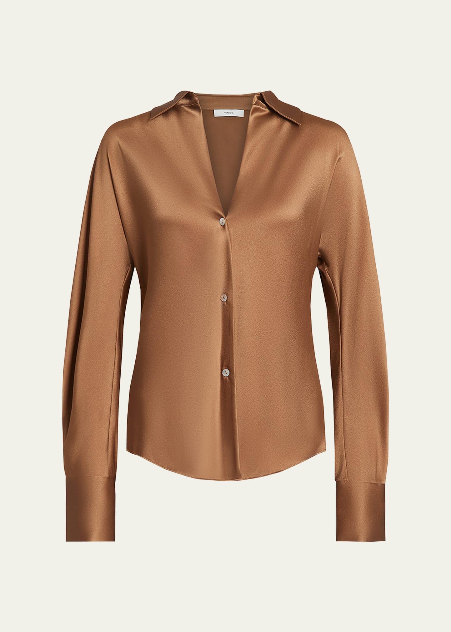 bias silk long-sleeve blouse