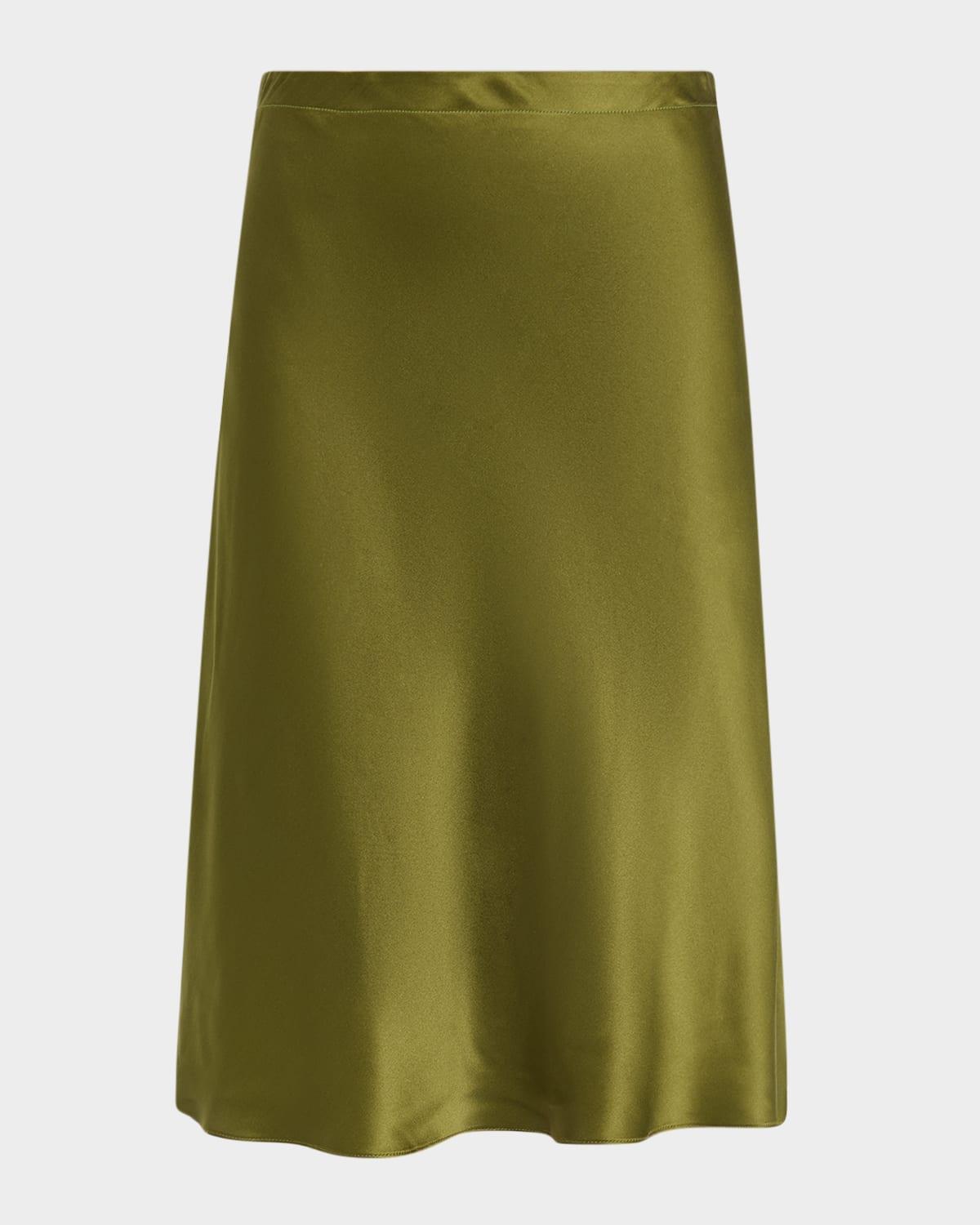bias silk midi skirt