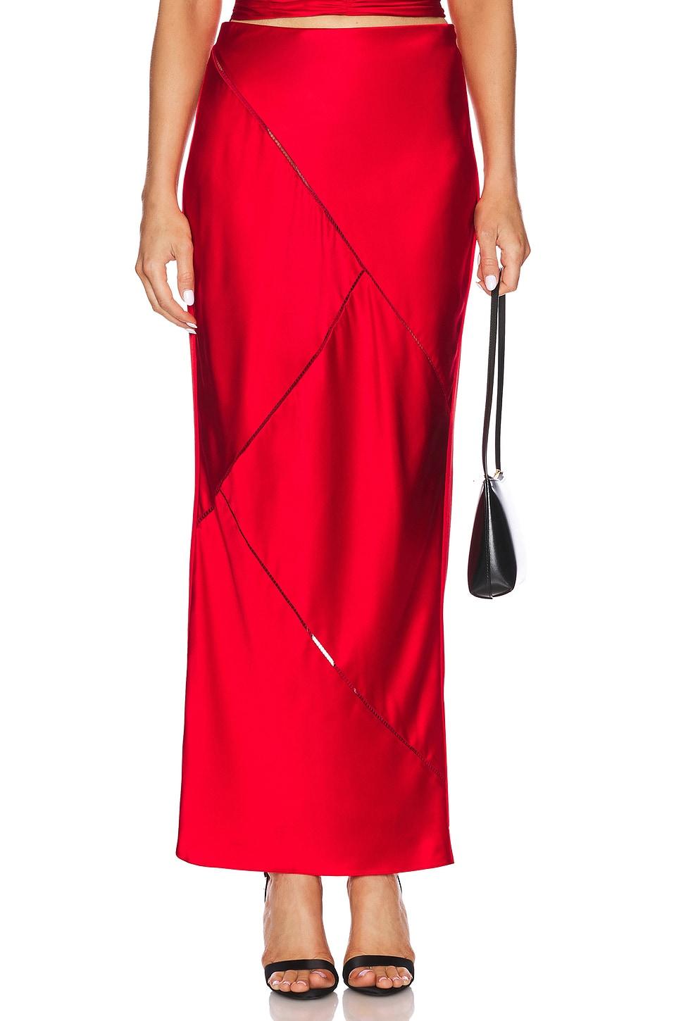 bias skirt with ladder trim