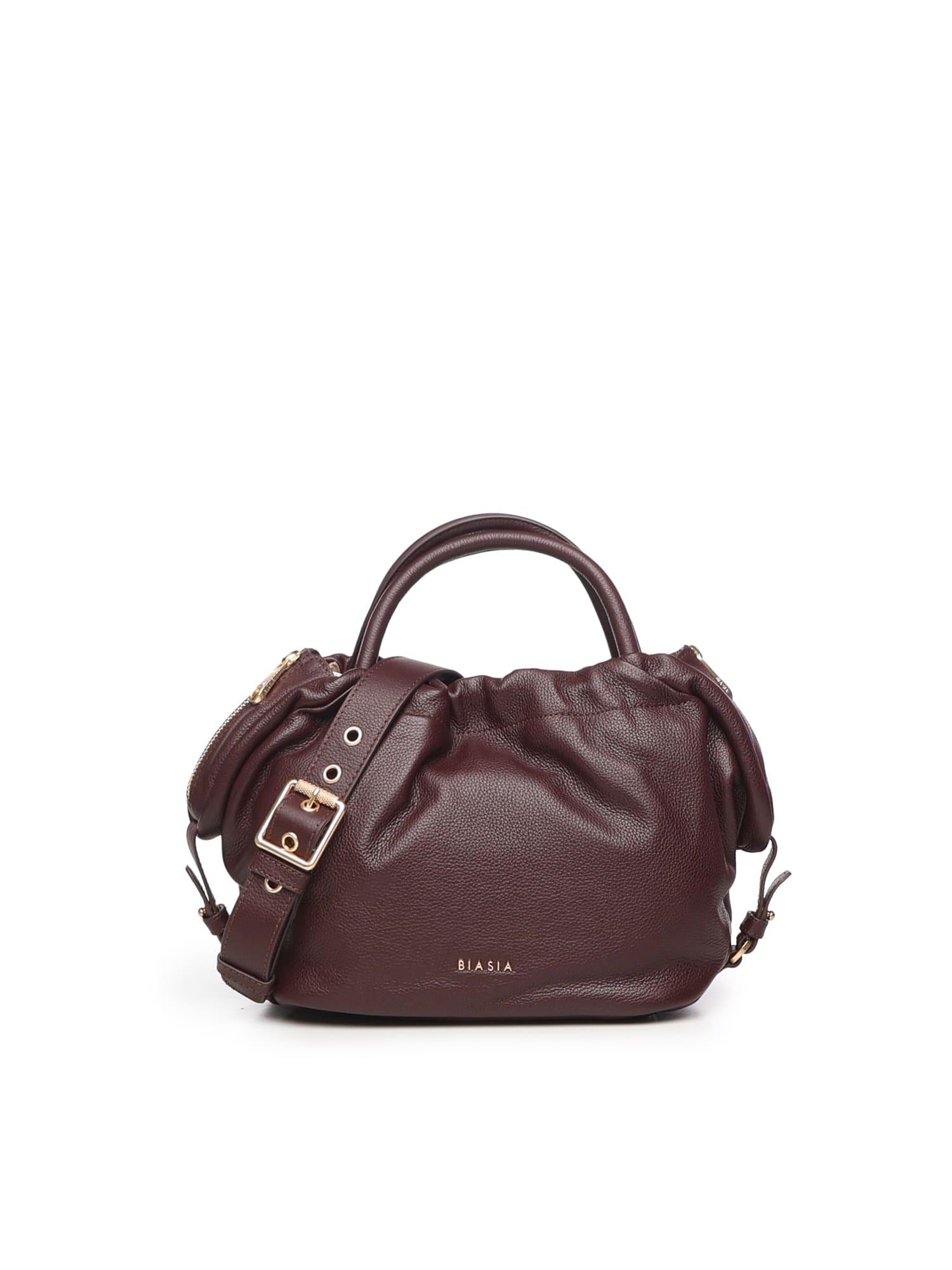 biasia leather bag with logo