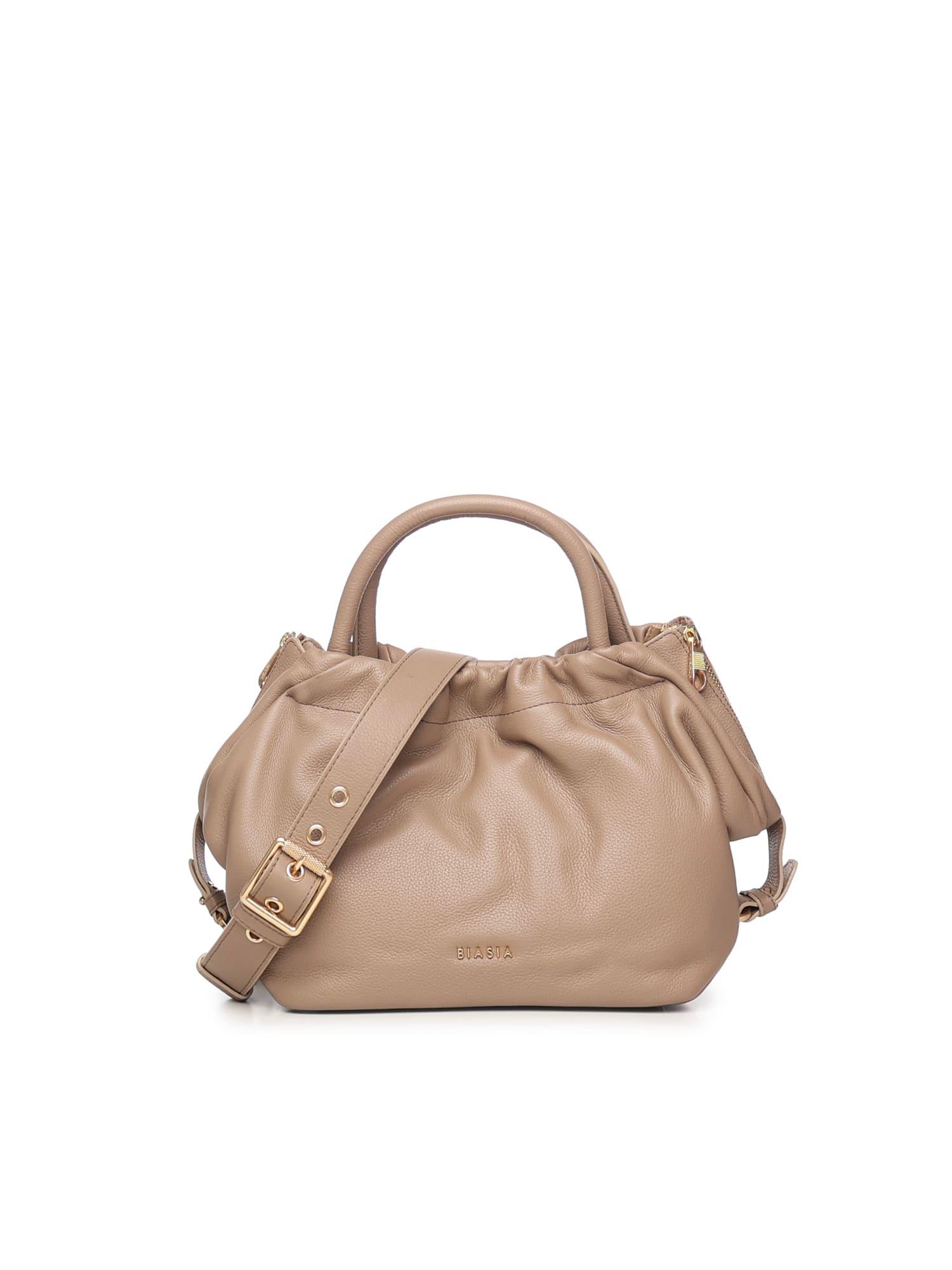biasia leather bag with logo