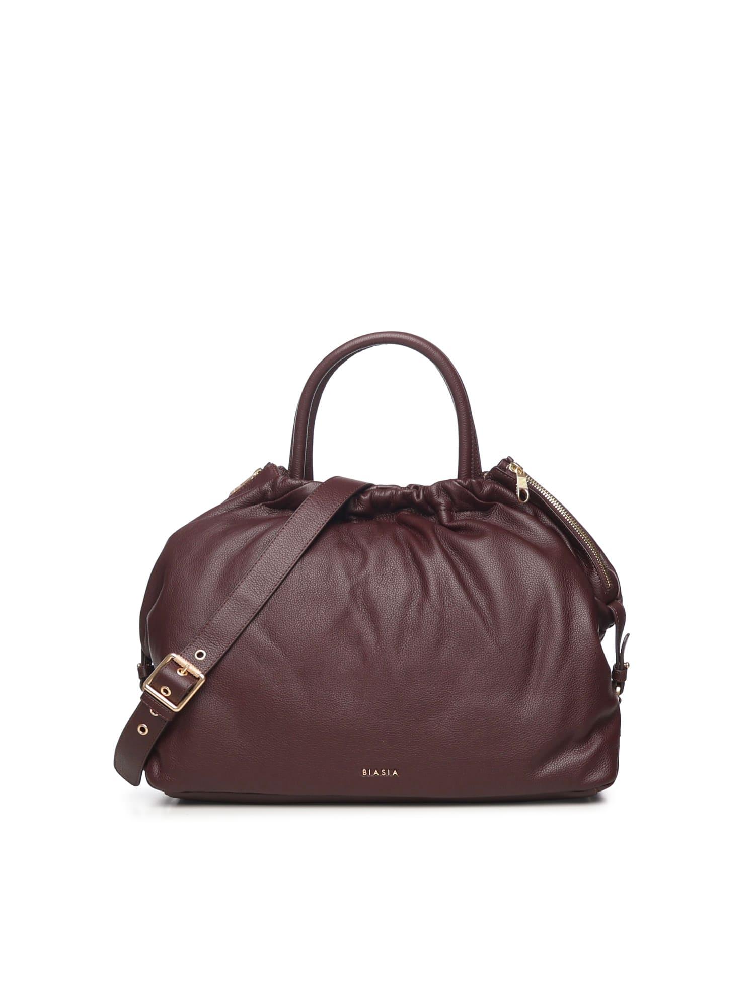 biasia leather bag with logo