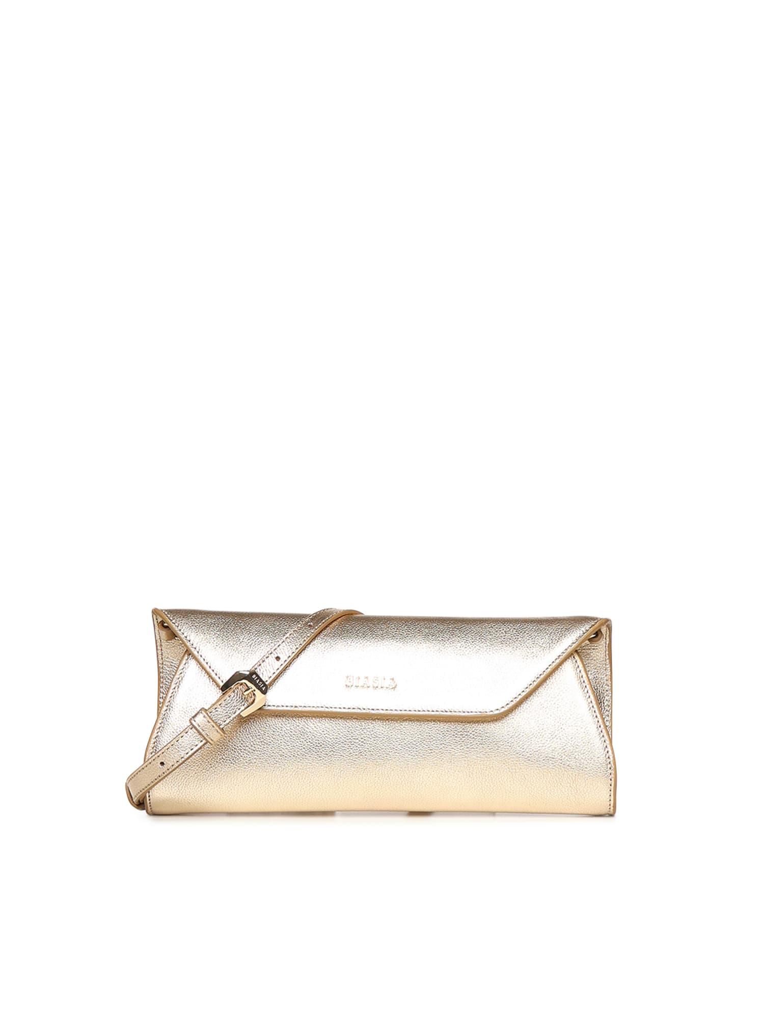 biasia leather clutch with logo