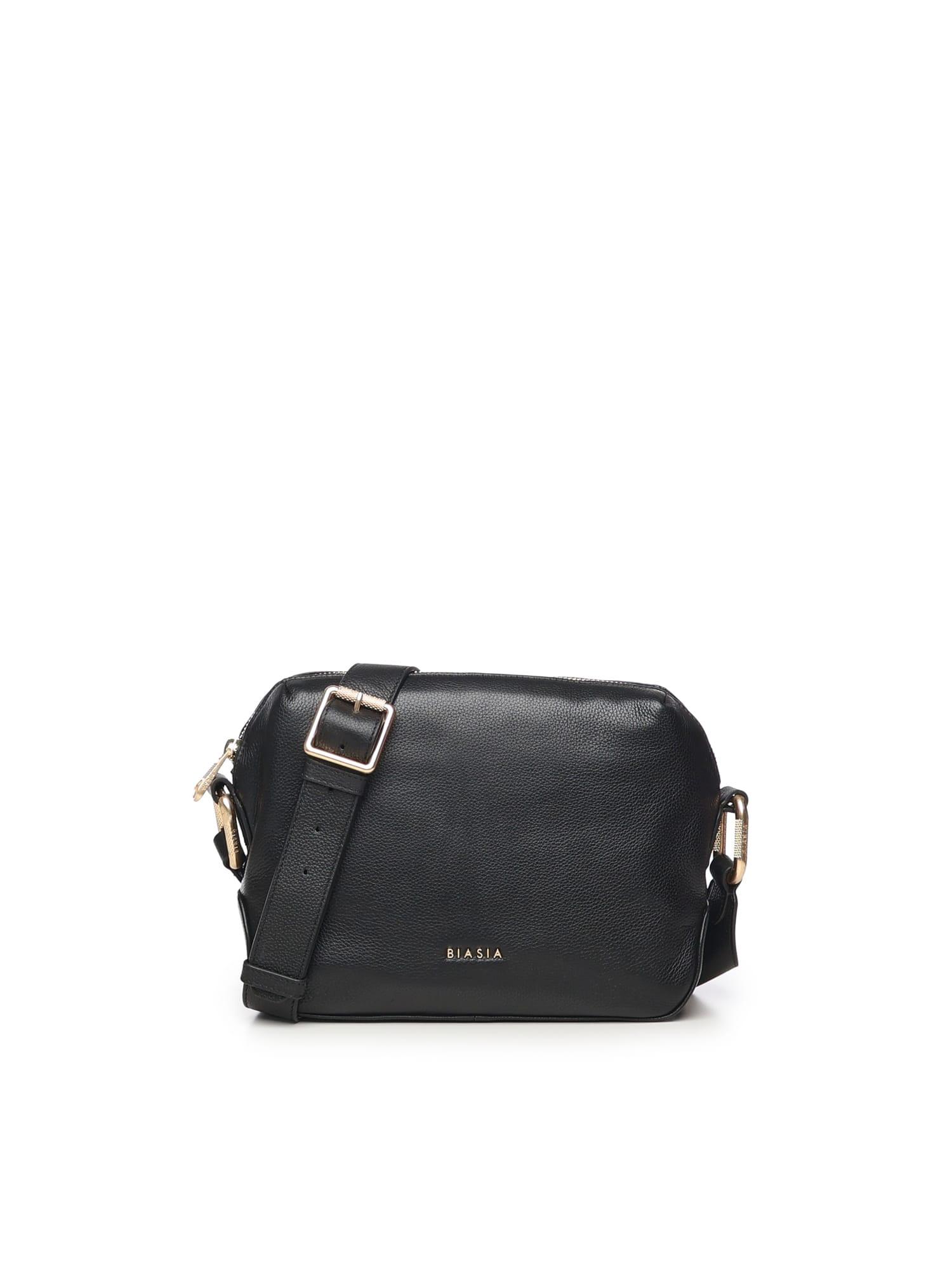biasia leather shoulder bag with logo