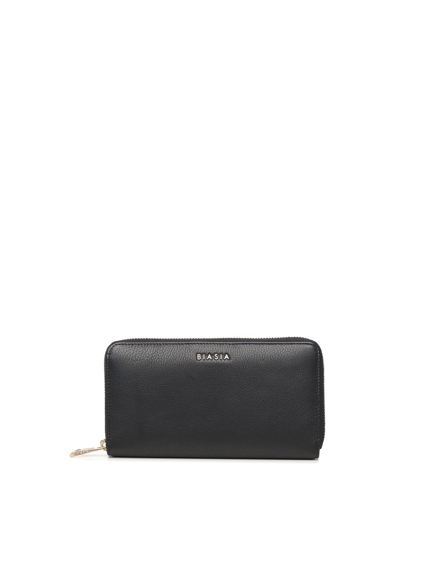 biasia leather wallet with logo