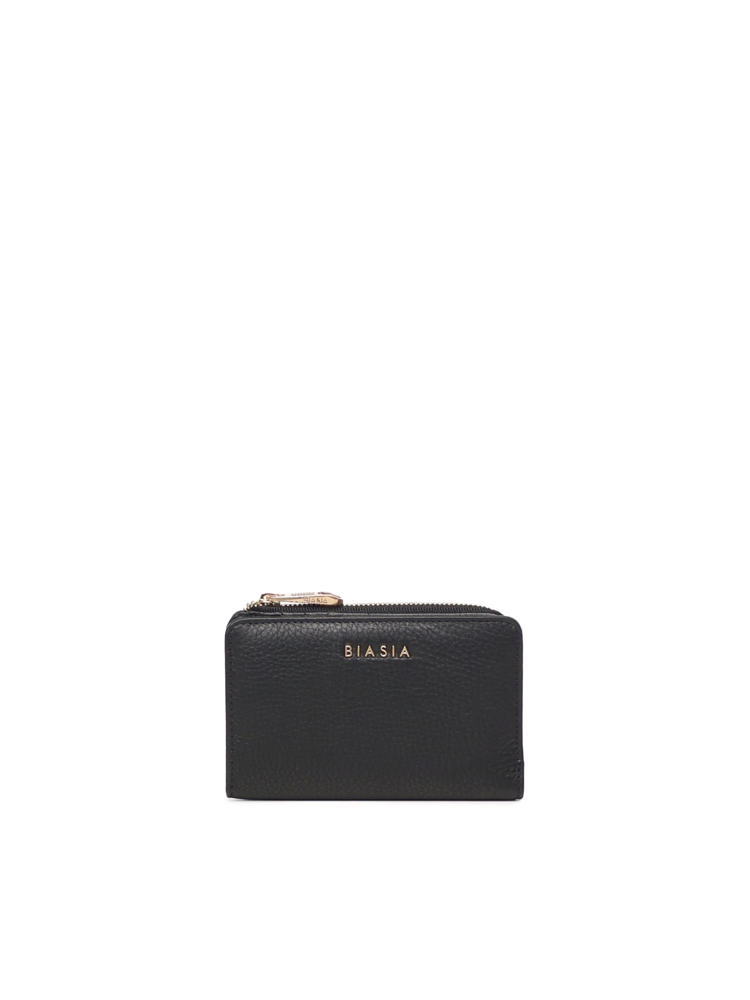 biasia leather wallet with logo