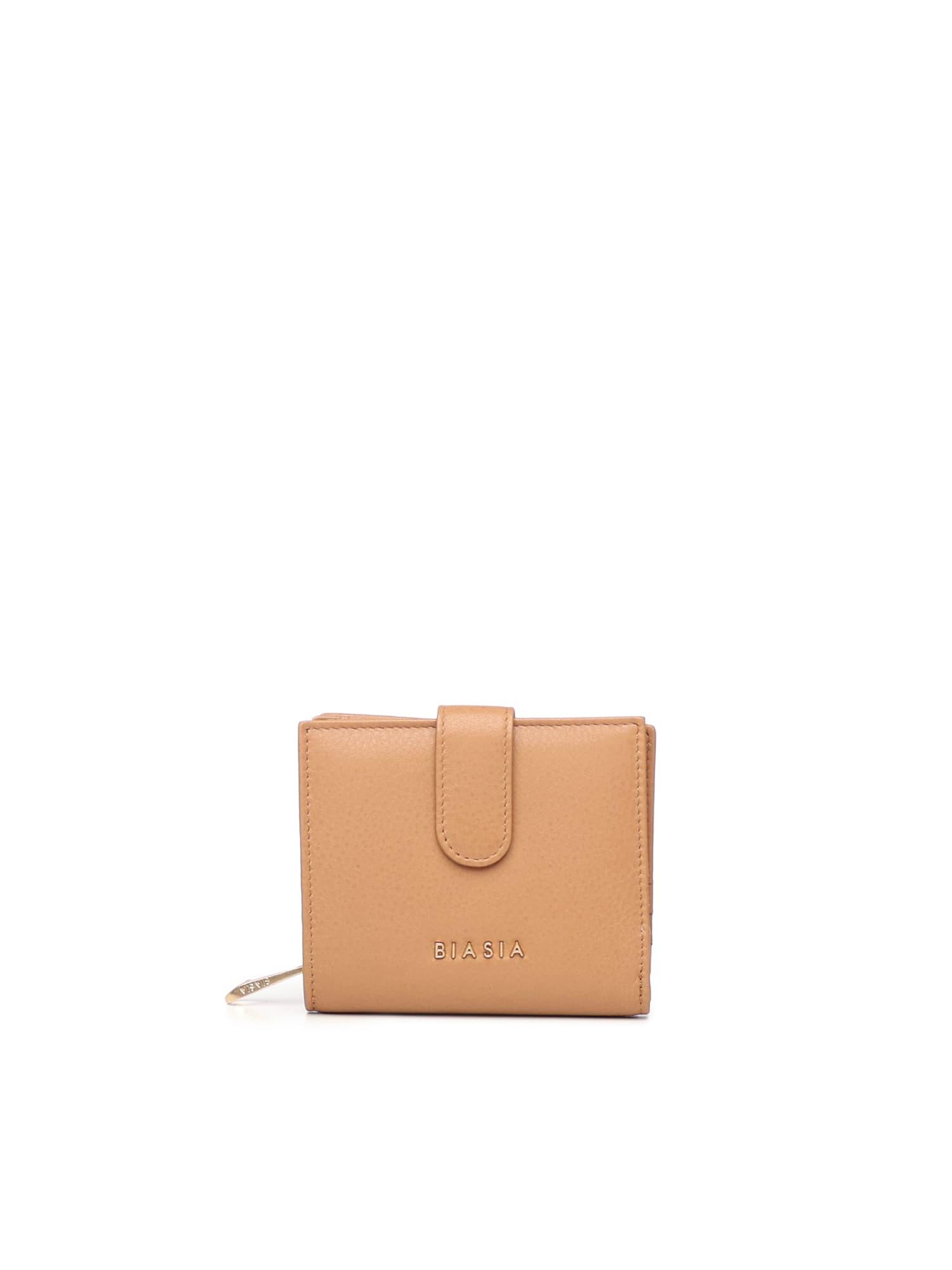 biasia leather wallet with logo