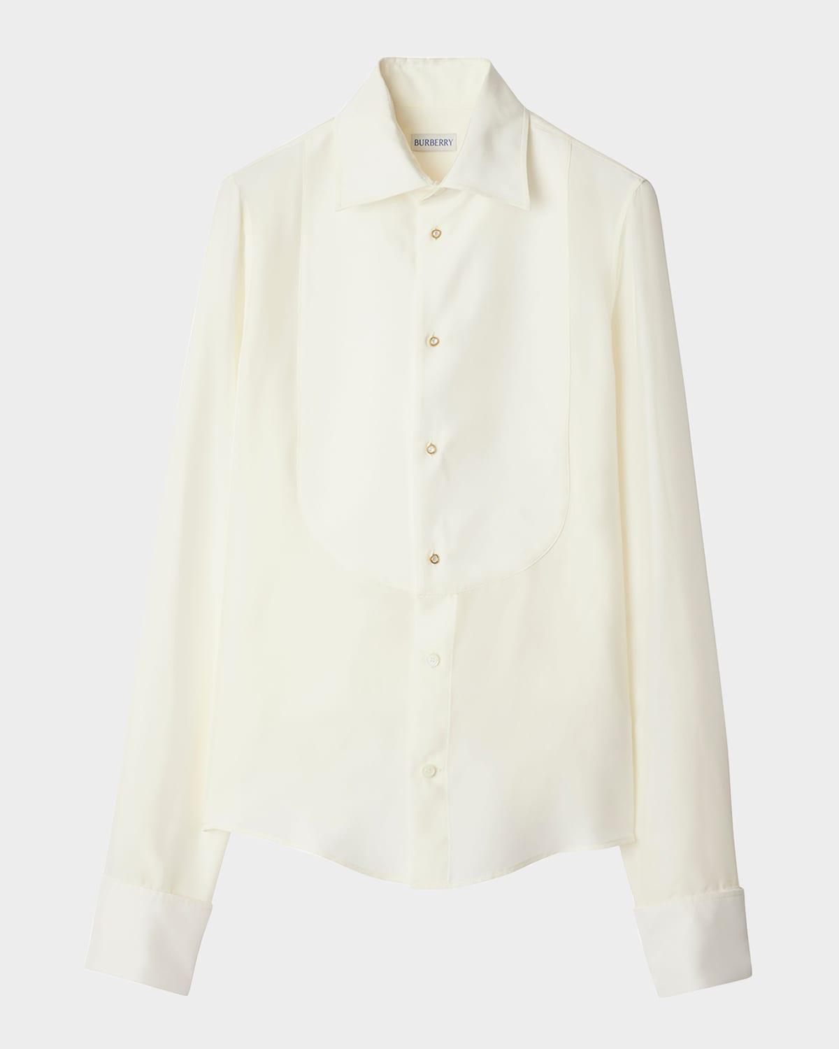 bib silk button-down shirt