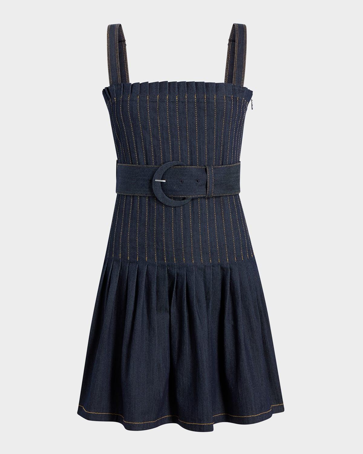 bibi pleated denim mini dress