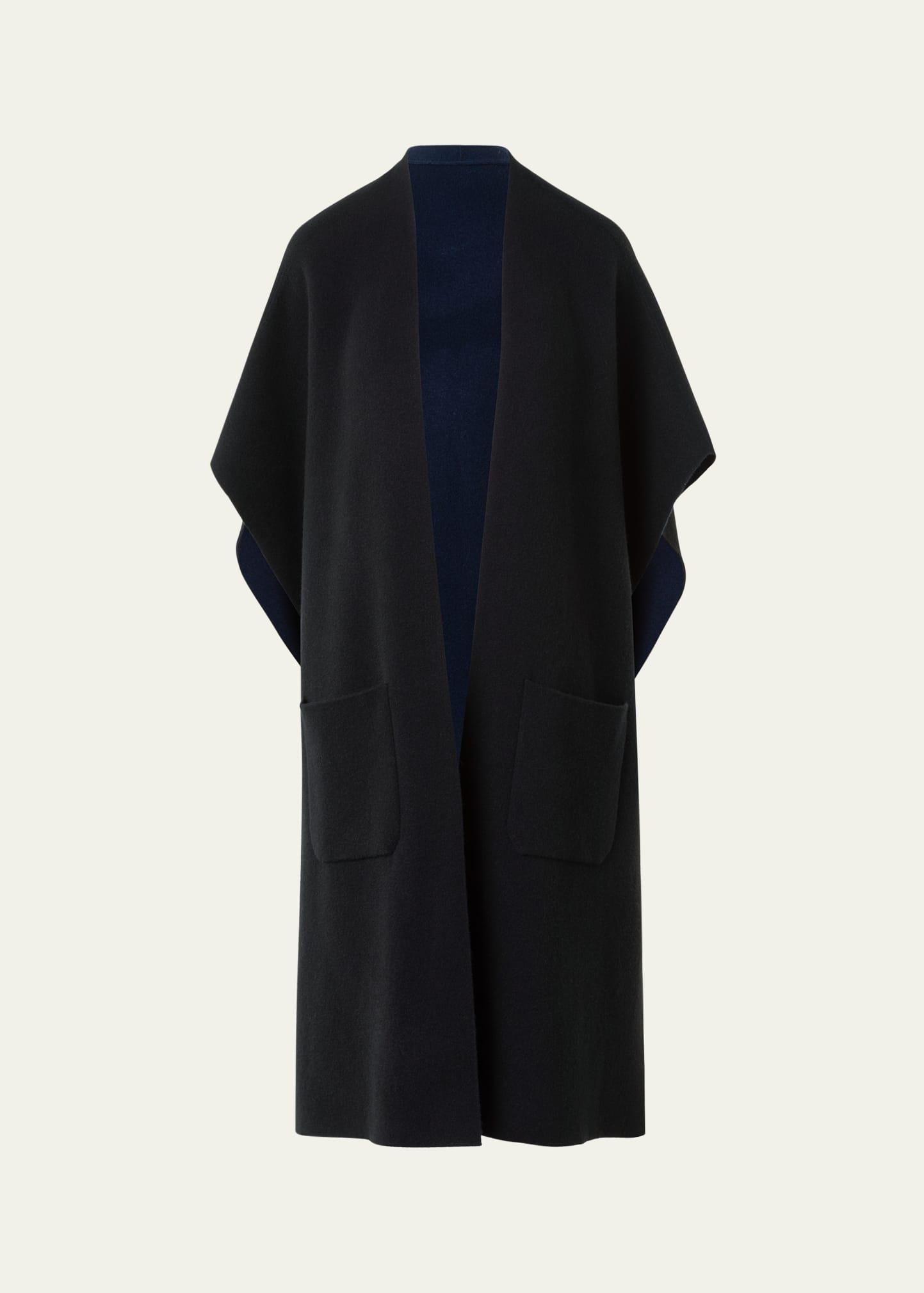 bicolor cashmere double-face knit cape