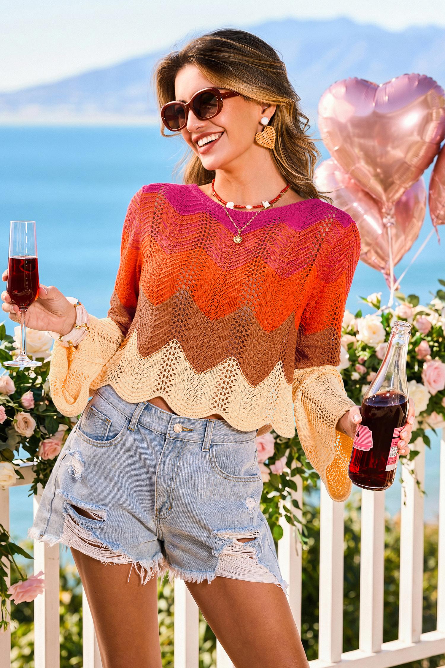 big break striped cover-up top - l
