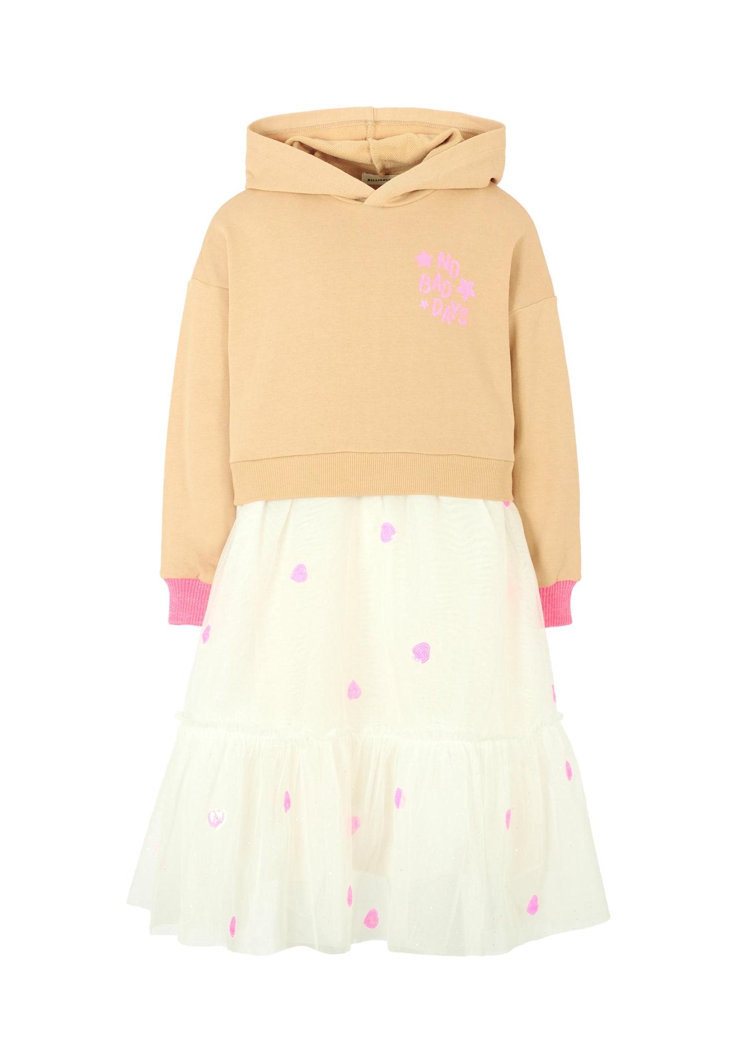 billieblush beige dress for girl with writing