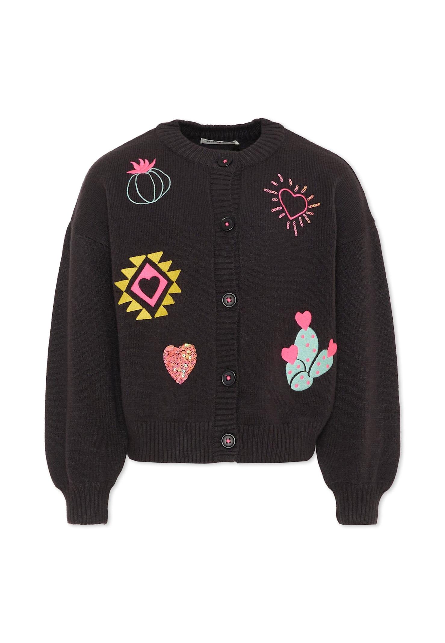 billieblush black cardigan for girl with embrodery