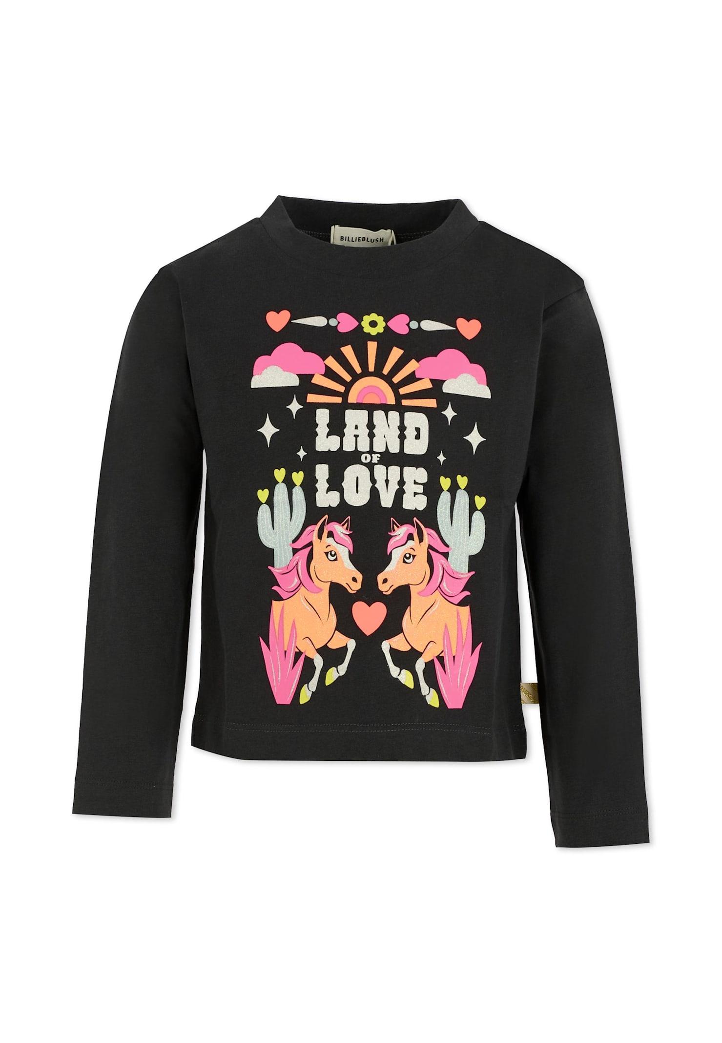 billieblush black t-shirt for girl with horse