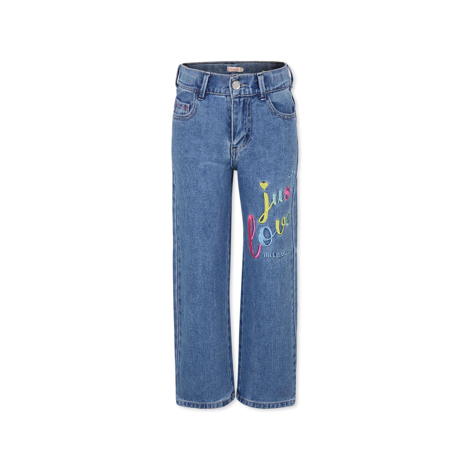 billieblush blue jeans for girl with writing
