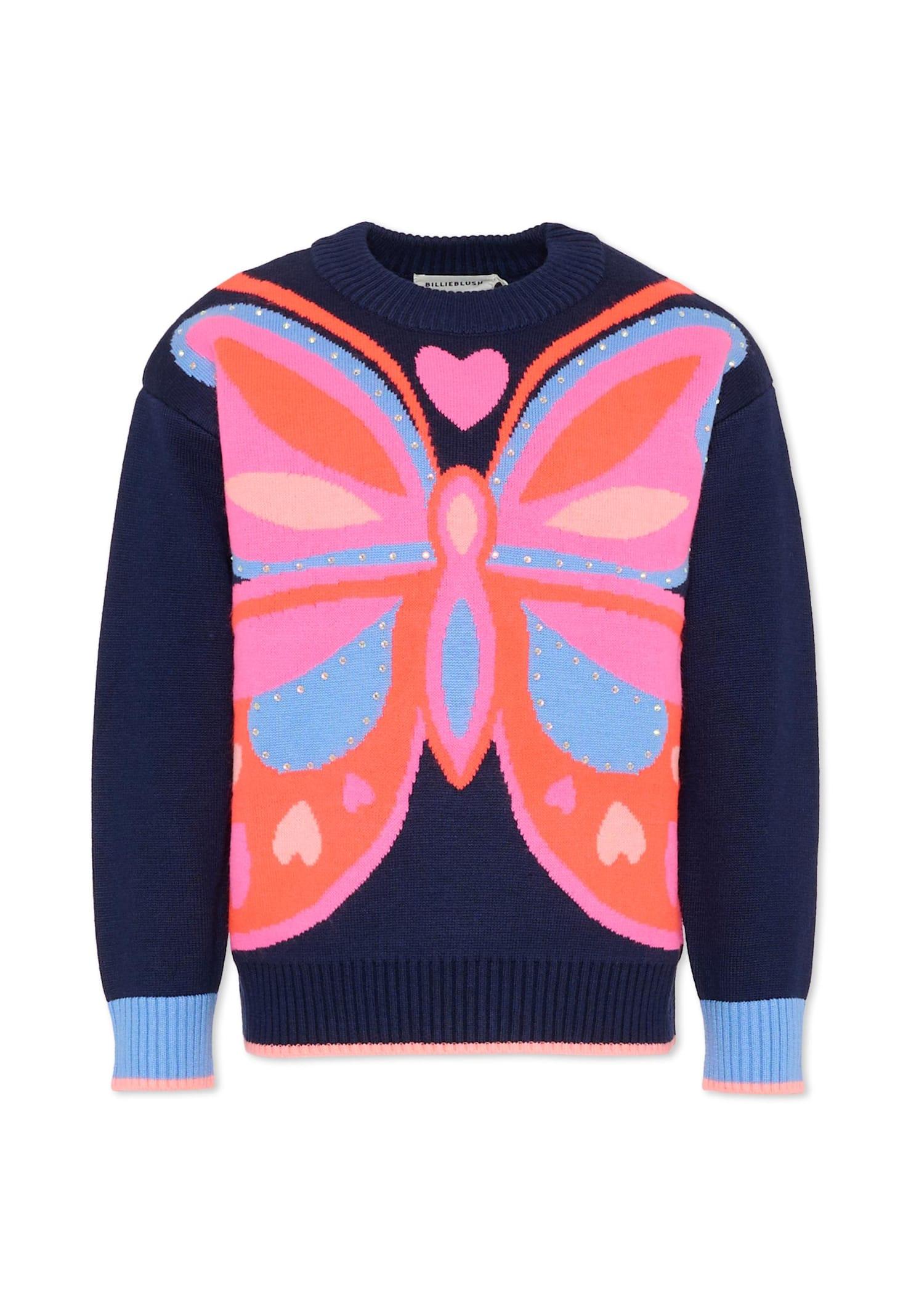 billieblush blue sweater for girl with butterfly