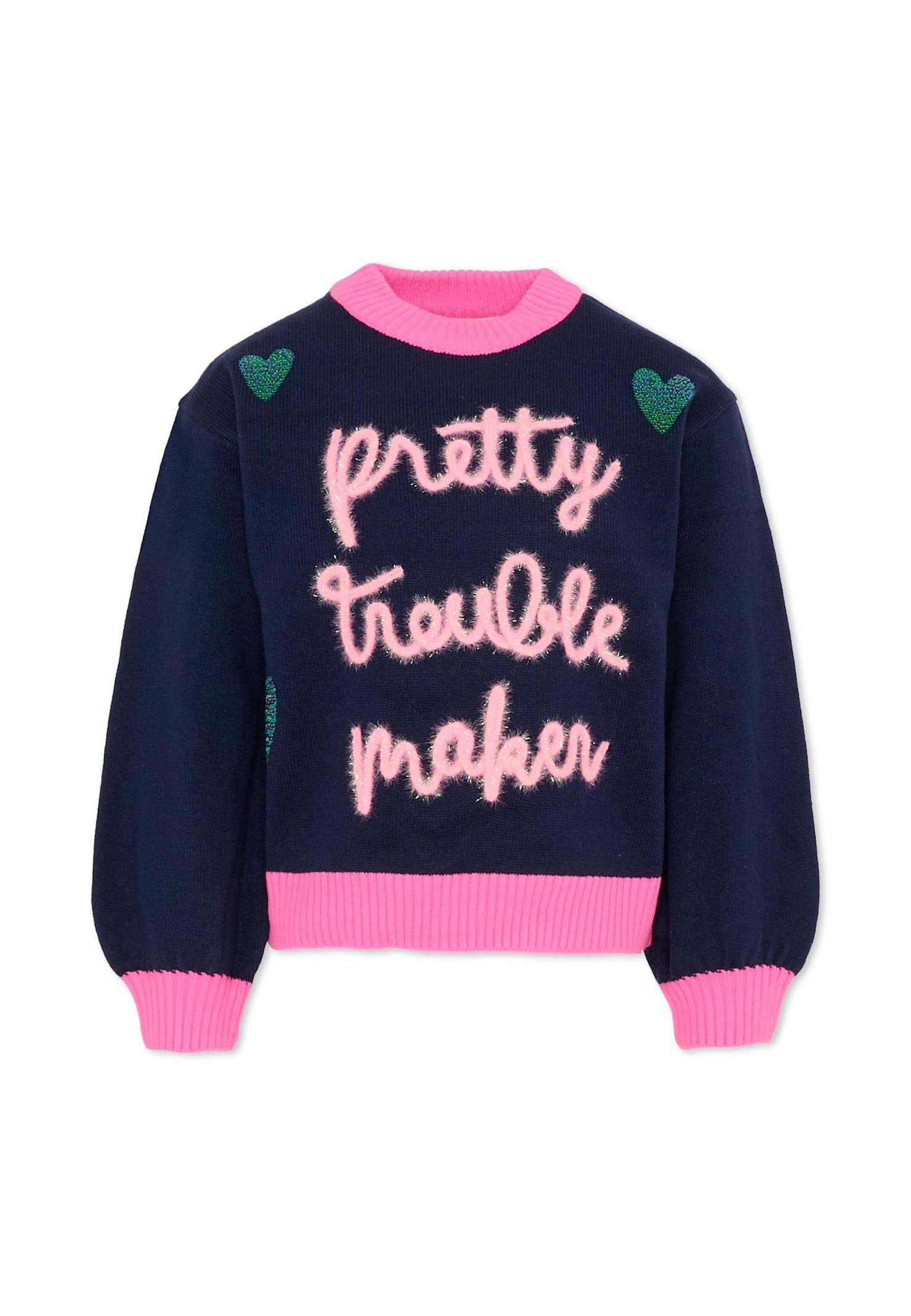 billieblush blue sweater for girl with hearts