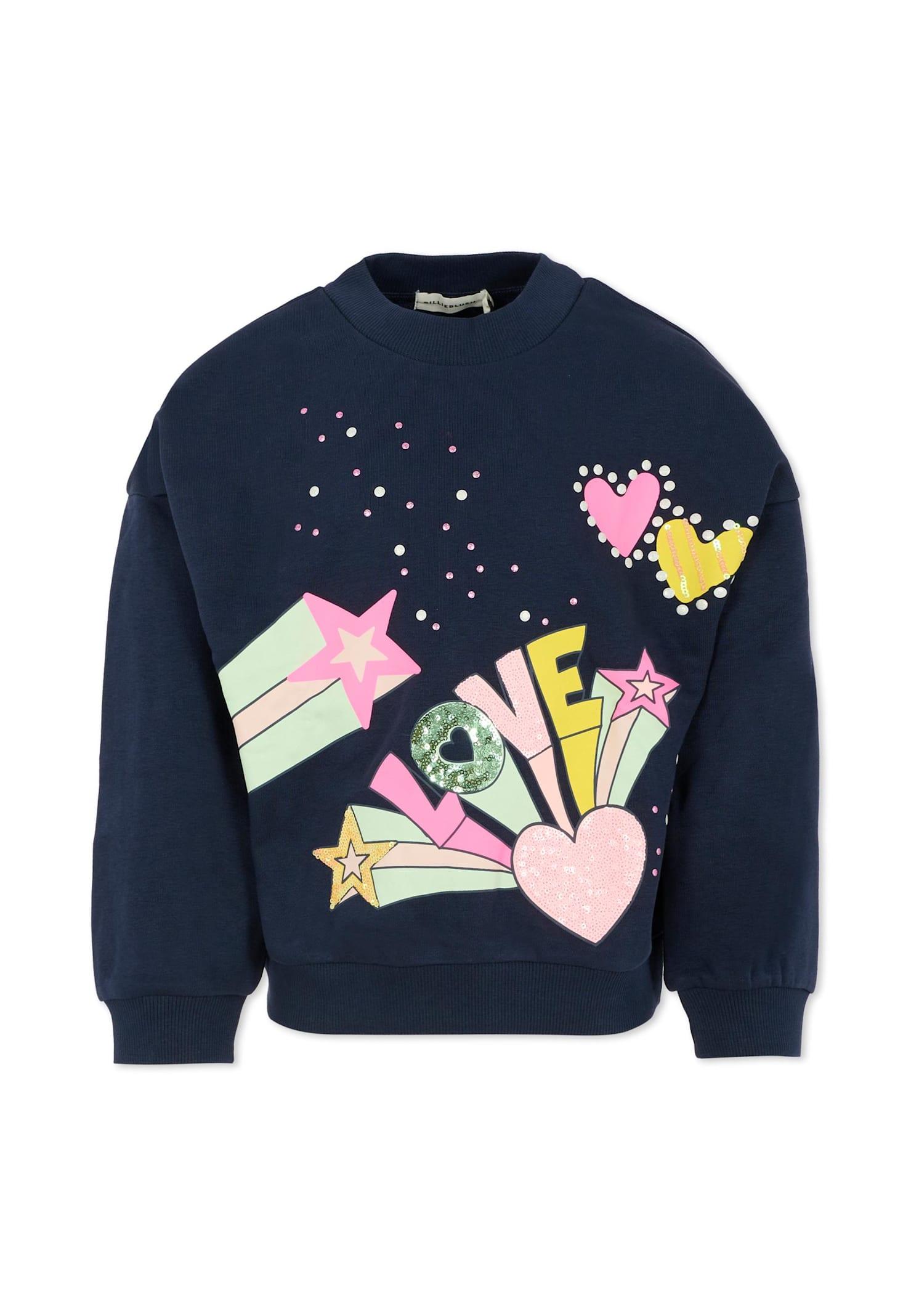 billieblush blue sweatshirt for girl with hearts
