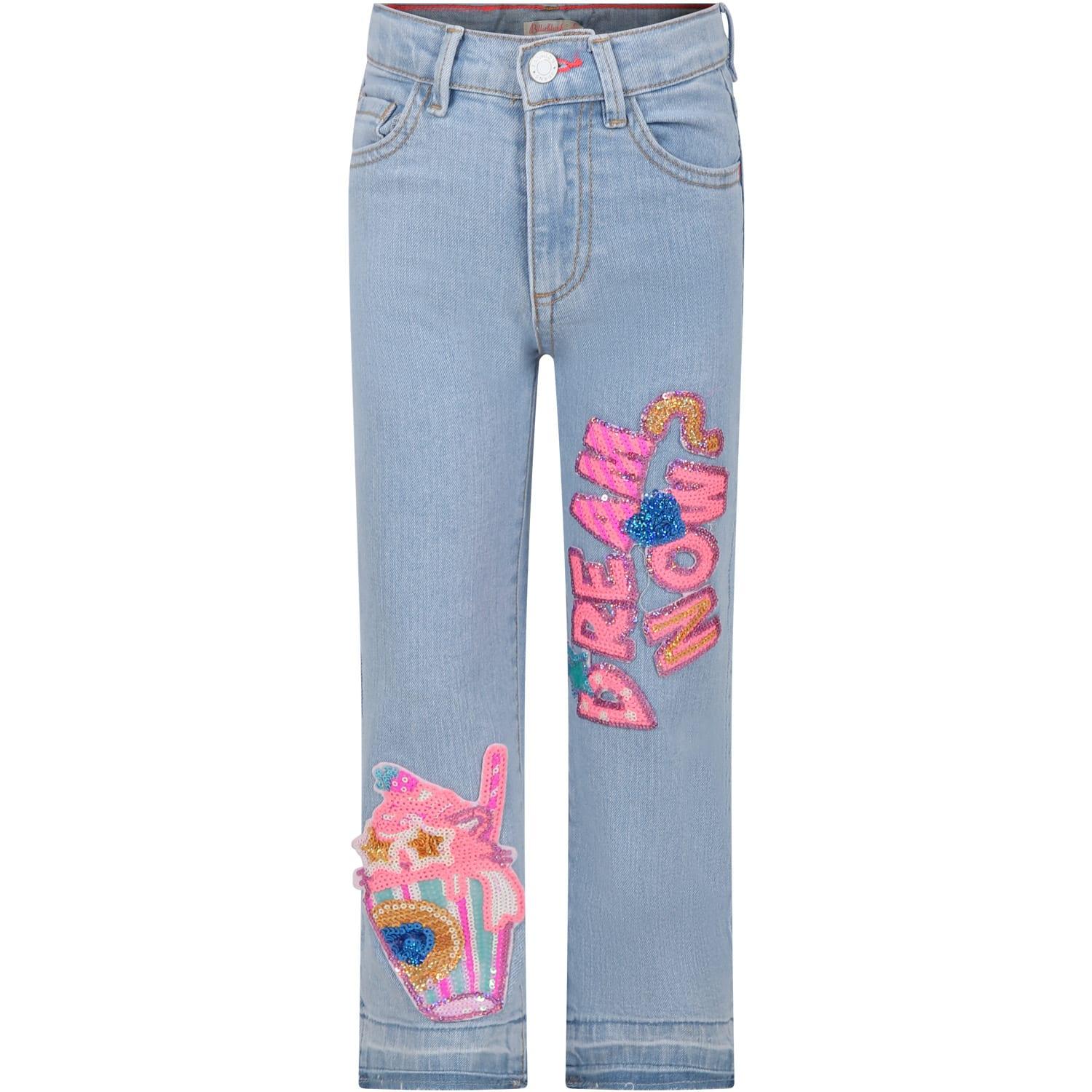 billieblush denim jeans for girl with sequin patches