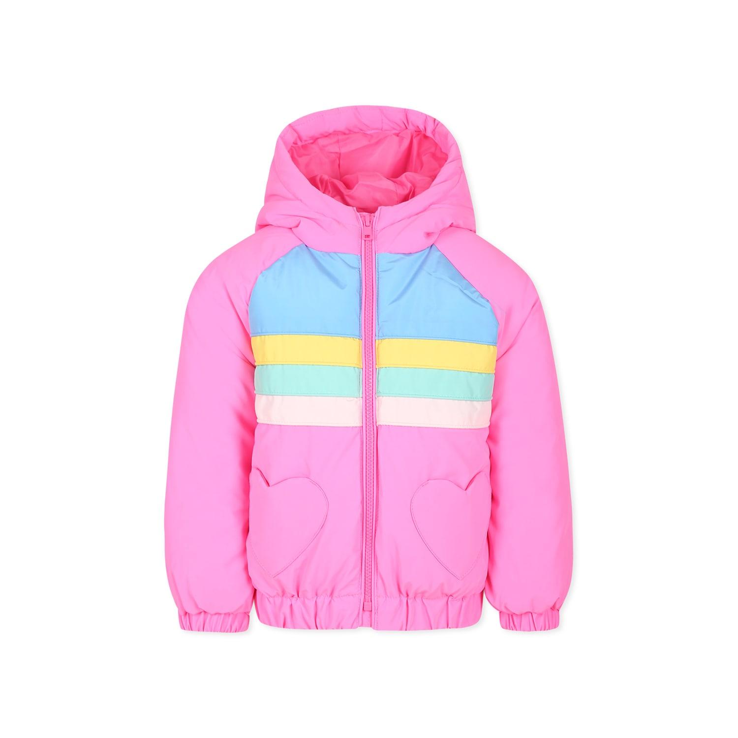 billieblush fuchsia down jacket for girl with hearts