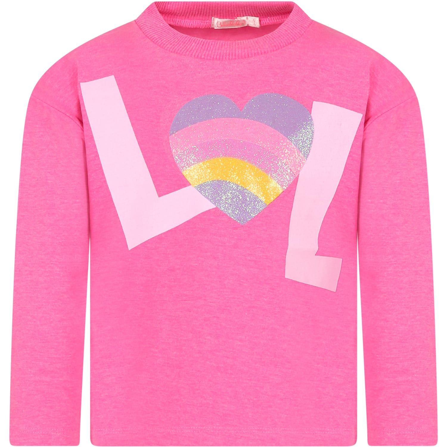 billieblush fuchsia t-shirt for girl with heart