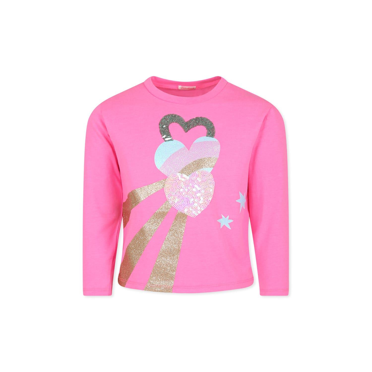 billieblush fuchsia t-shirt for girl with hearts